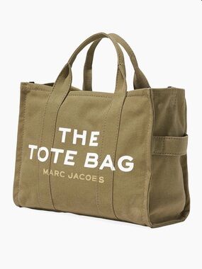 Marc Jacobs Olive Canvas MEDIUM Tote with Bold White Logo